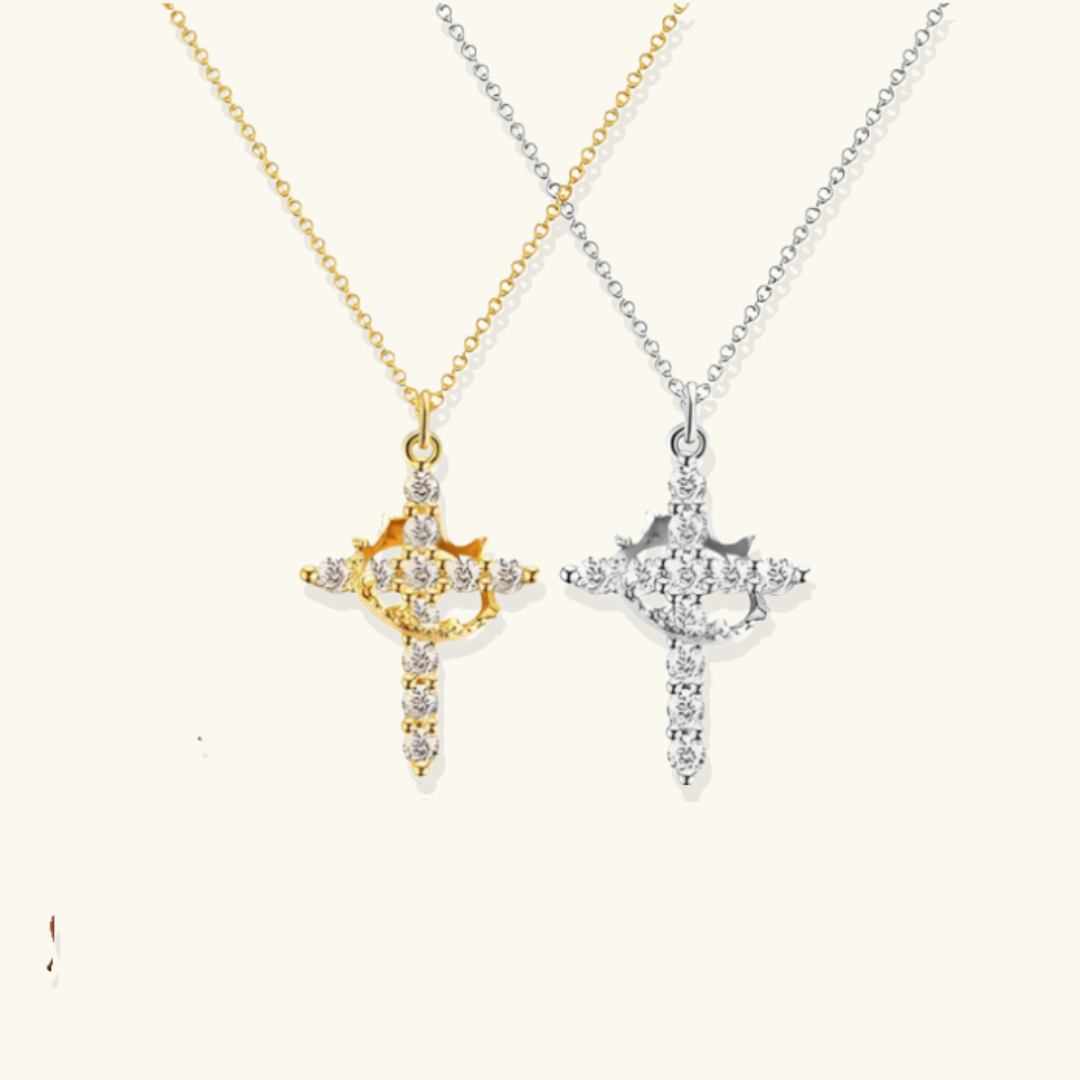 Beatrix Crown and Cross Necklace