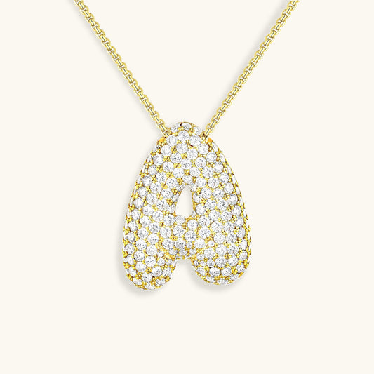 Diamond Initial Bubble Necklace
