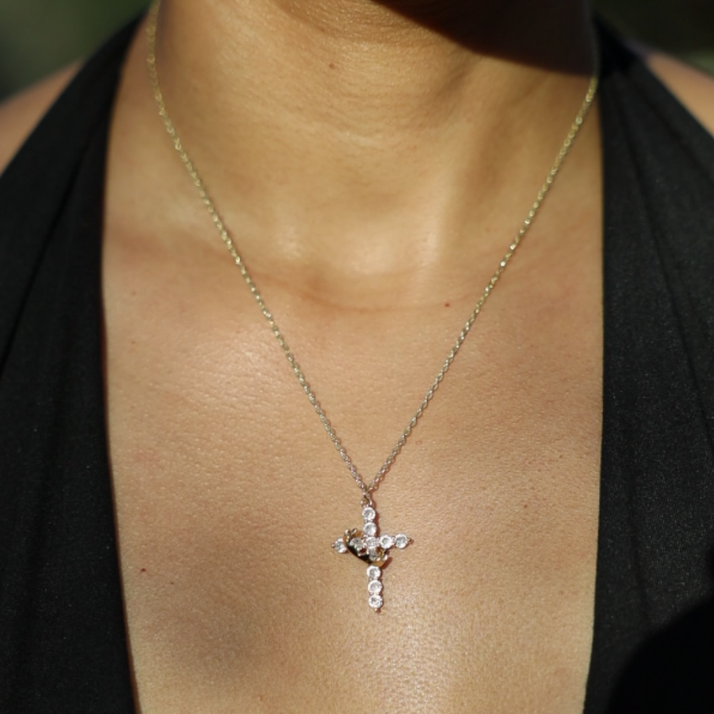 Beatrix Crown and Cross Necklace