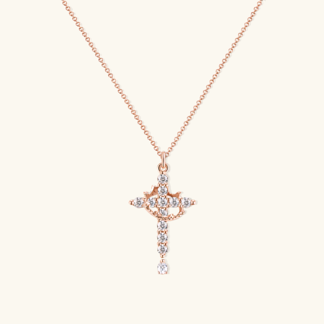 Beatrix Crown and Cross Necklace