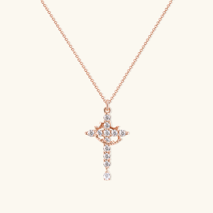 Beatrix Crown and Cross Necklace
