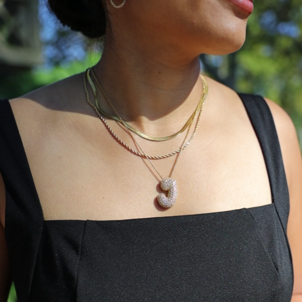 Diamond Initial Bubble Necklace (Bundle)