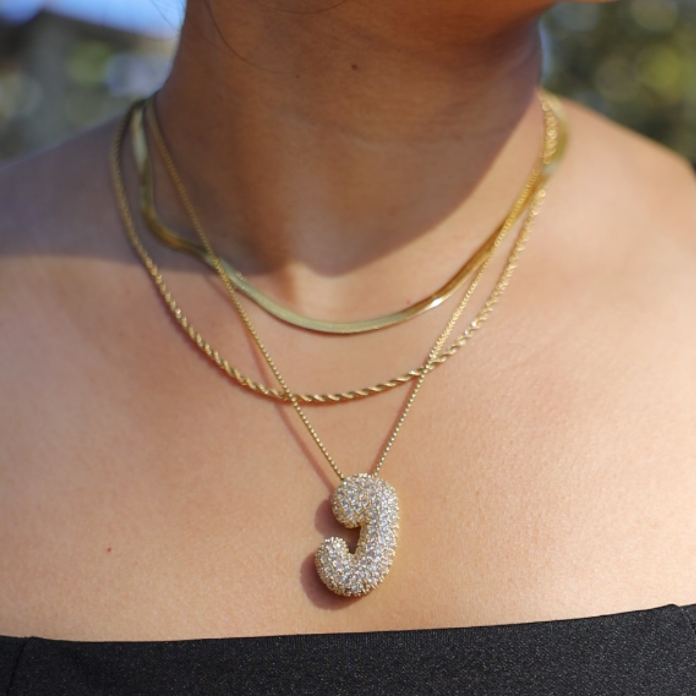 Diamond Initial Bubble Necklace (Bundle)