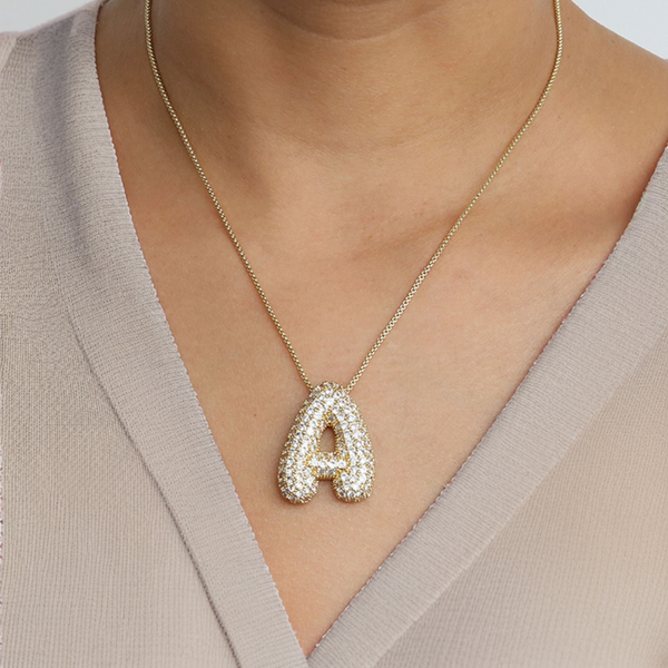 Diamond Initial Bubble Necklace (Bundle)